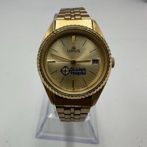 Lorus Watch Women Gold Tone St. Lukes Hospital Dial New Battery 6.5 Inch